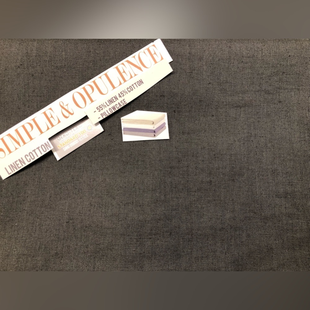 Standard Linen Blend Pillowcase in Grey/Gray 65% linen 45% cotton NWOT